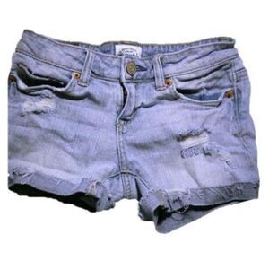 Aeropostale Jean Shorts sz0 Frayed Destroyed Denim